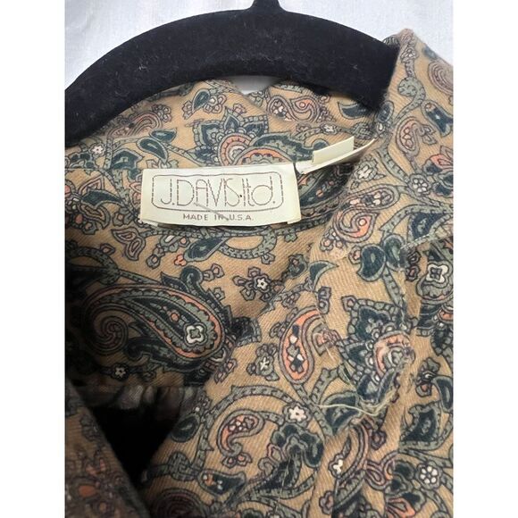 Vintage J Davis  Paisley Print Button Down Shirt Retro Boho Long Sleeve Woman 4 - Picture 2 of 6